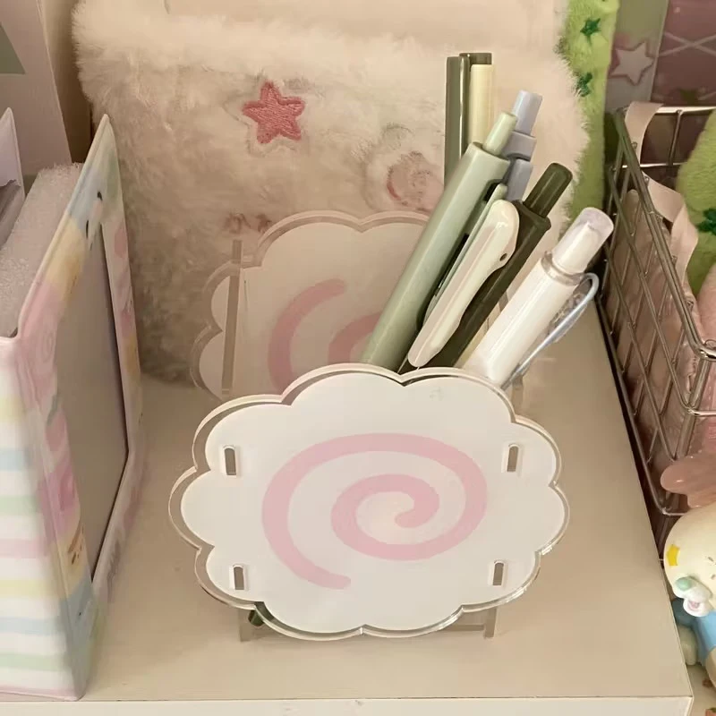 Acryl-Fischkuchen-Stifthalter, niedlicher wolkenförmiger Stifthalter, spiralförmiges Design, großvolumige Schreibtisch-Aufbewahrungsbox für Schreibwaren und Stifte