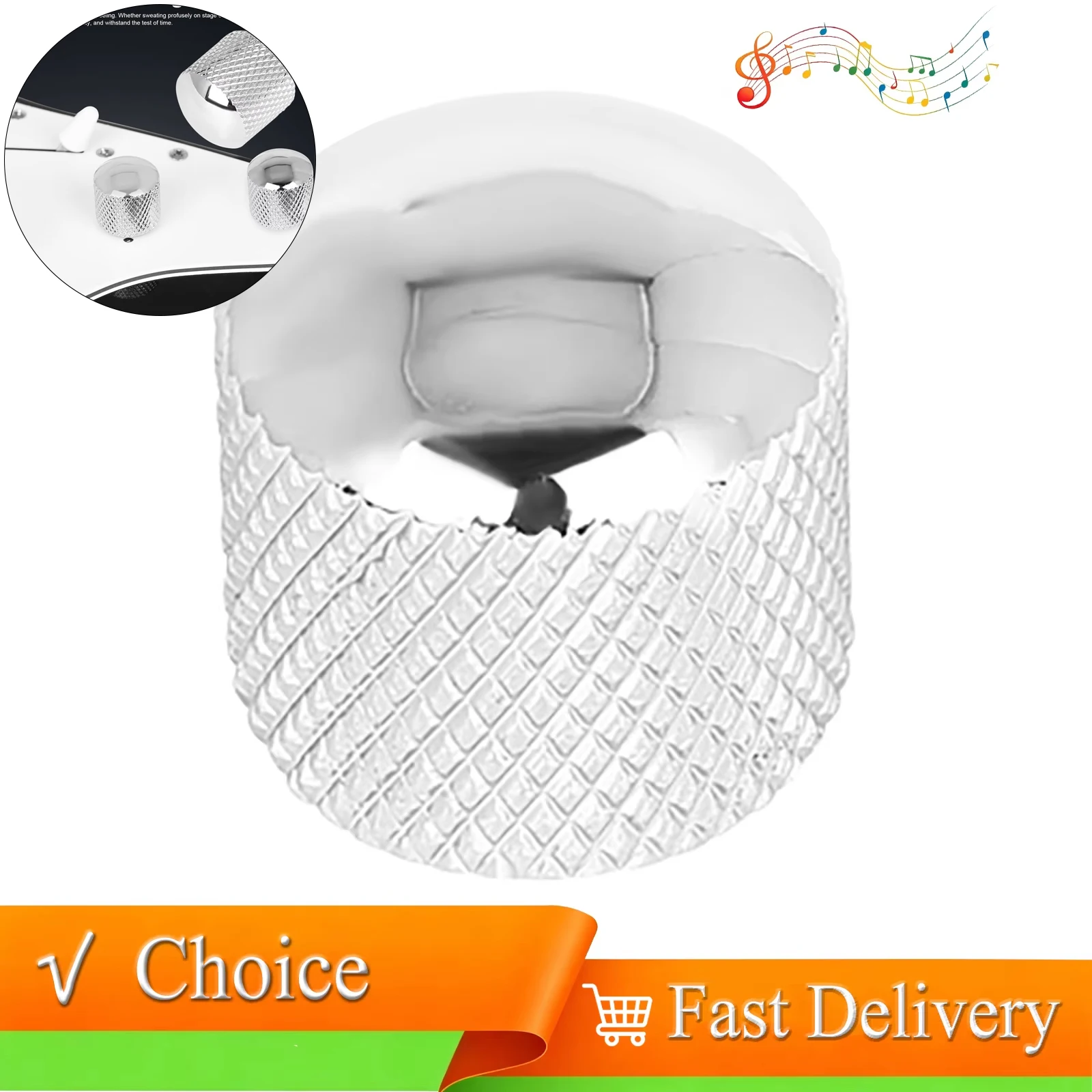 ZY-147 Wear‑Resistant Metal Control Knob Silver Dome Volume Tone Knob Replacement Parts for Electric Guitar Performance Practice