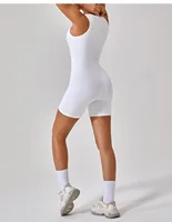 Sleeveless Sport Full Body Jumpsuit Back Zipper Women Unitard Gym Short Playsuit Yoga Wear Female Fitness Overalls Romper White - Image 6
