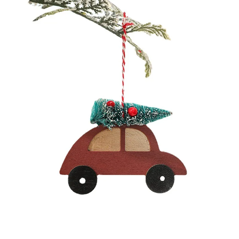 Christmas Decorations Wooden Creative Hangings Christmas Elk Car Decorations Small Tree Christmas Tree Hangings