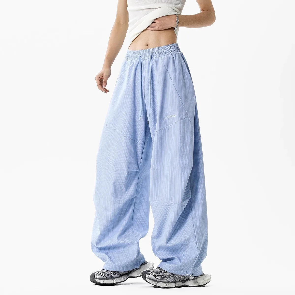 

Повседневные брюки прямого кроя для мужчин и женщин, свободные рабочие брюки, драпирующиеся, летние, модные, дышащие, для активного образа жизни