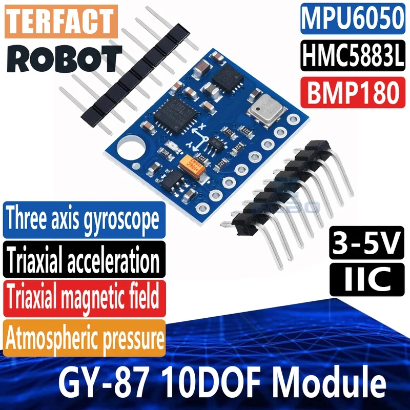1~5PCS GY-87 10DOF Module MPU6050 QMC5883L BMP180 GY87 Sensor Module GY 87 For Arduino