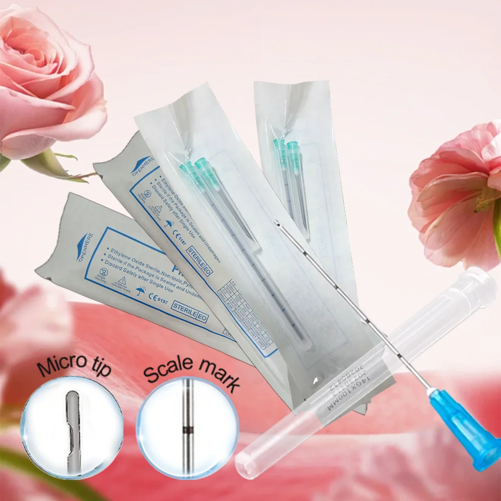 Manufactur  Blunt-tip Cannula  Disposable 16G 22g  25G 27G  18G 50mm 70mm Blunt Fine Micro Body Piercing Needles Cannula Syringe