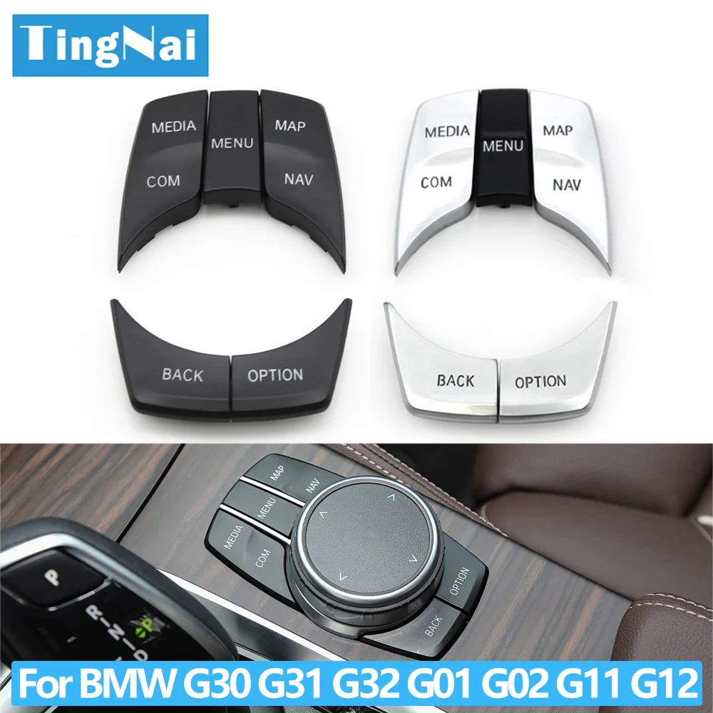 Car Central Console CIC IDrive Multimedia Control Button Cover Trim For BMW 5 6 7 X3 X4 G30 G31 F90 G32 G11 G12 G01 G02 F97 F98