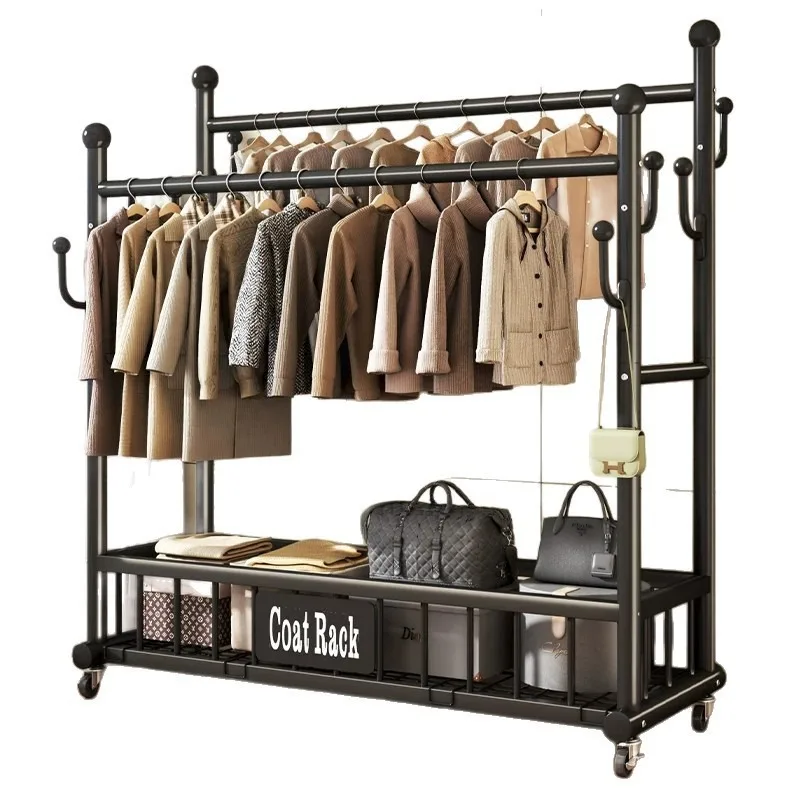 Balcony hanger, floor-to-ceiling movable household light luxury drying rack with wheels