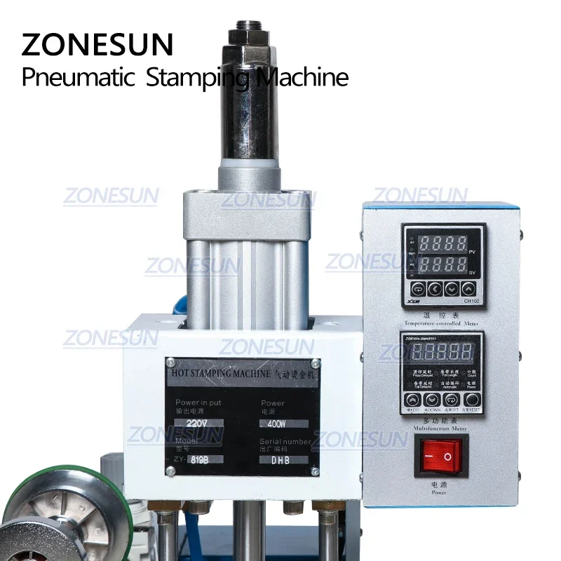 Zonesun ZS-819B pneumático automático de couro, máquina de estampagem a quente, prensa térmica para papel, logotipo personalizado de convite de casamento