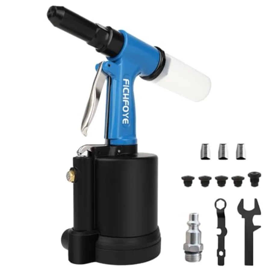 

Heavy Duty Pneumatic Rivet Gun, 4000LBF Air Rivet Gun Set- 3/32", 1/8", 5/32", 3/16", 1/4" Riveter with NPT 1/4 inch for Automo