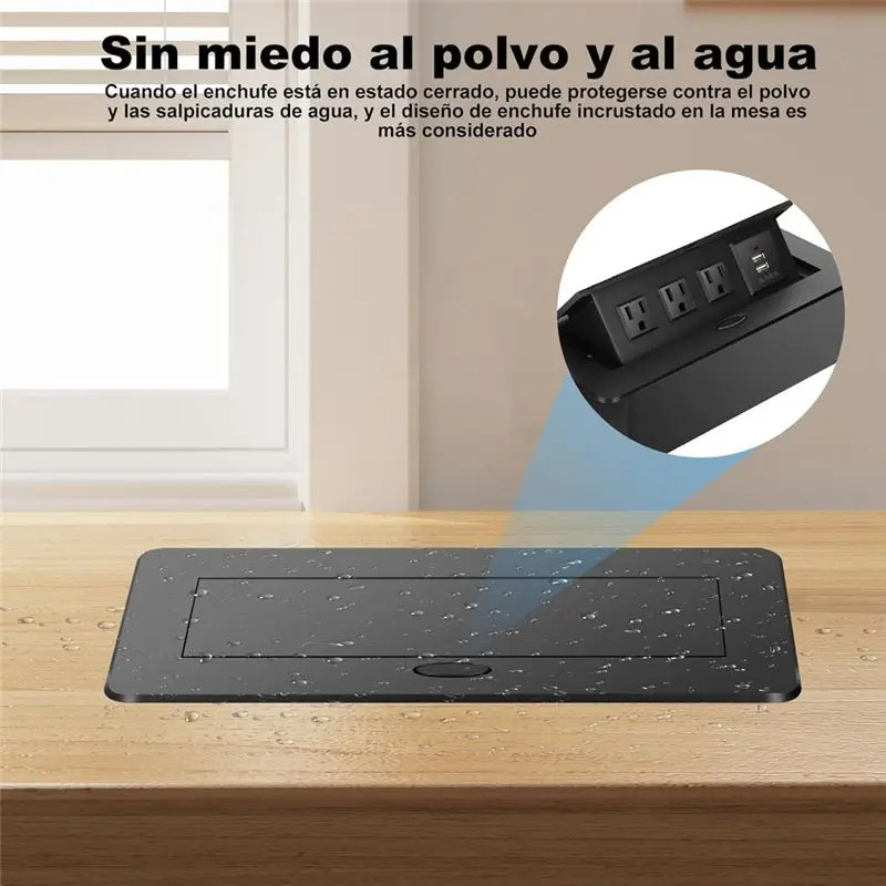 HHTL Embedded Power Strip -Up Multi-Function Socket 3-Seat 2-Port US Standard Socket Waterproof