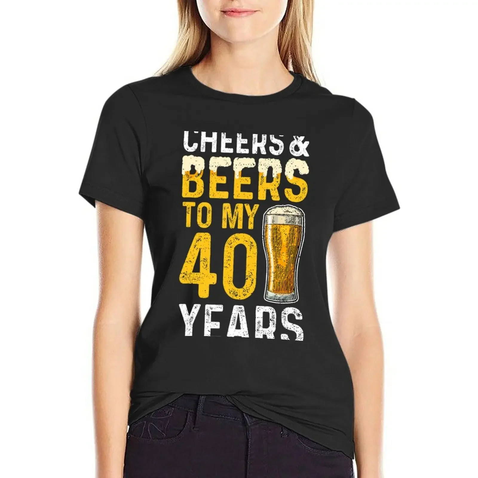 

Футболка Cheers And Beers To My 40 Years Beer, женская одежда, футболка с короткими рукавами, кавайная одежда, укороченные футболки для женщин