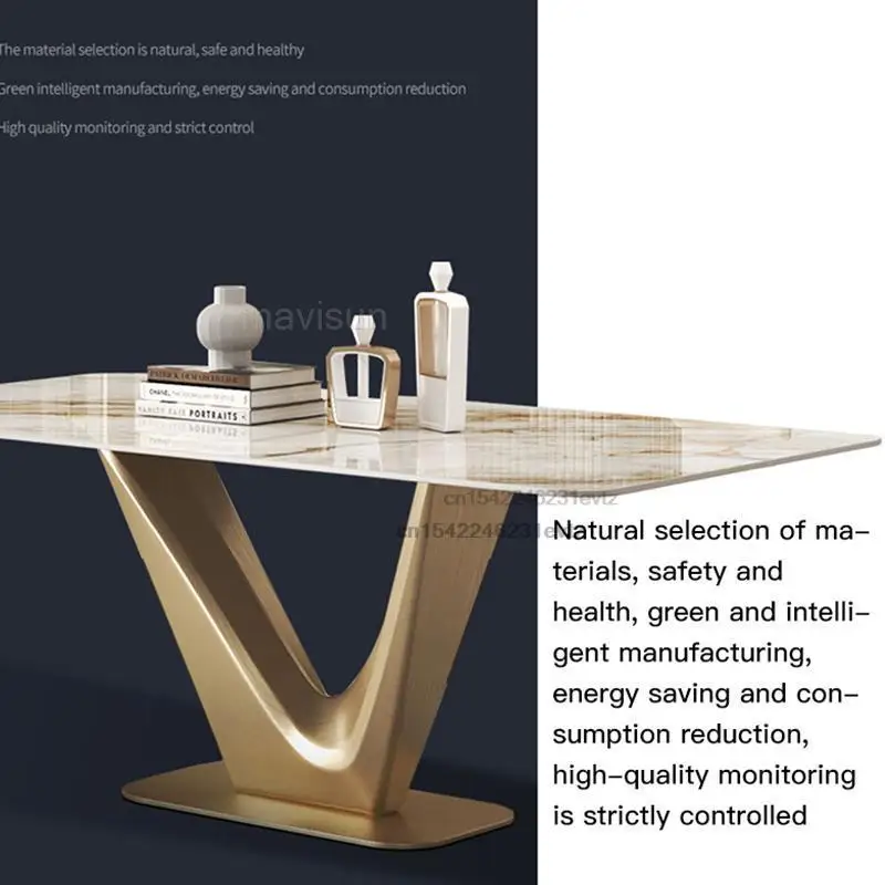 Minimalist Bright Slate Dining Table Light Luxury Designer Creative Household High-end Small Apartment Rectangle Kitchen Table