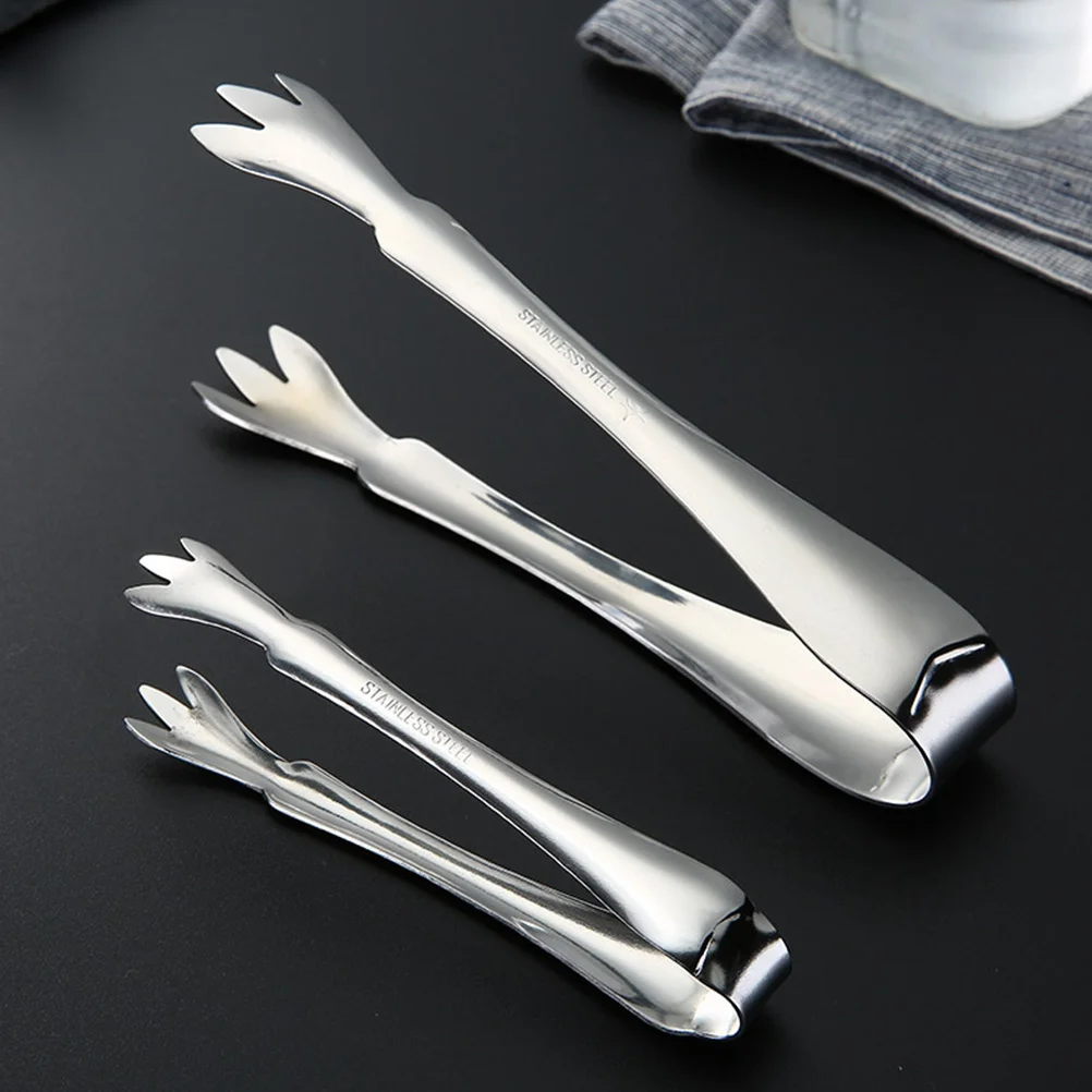 

4Pcs Stainless Steel Ice Cube Tong Sturdy Kitchen Food Tong Compact Portable Bbq Salad Buffet Cooking Tongs Cooking Tongs