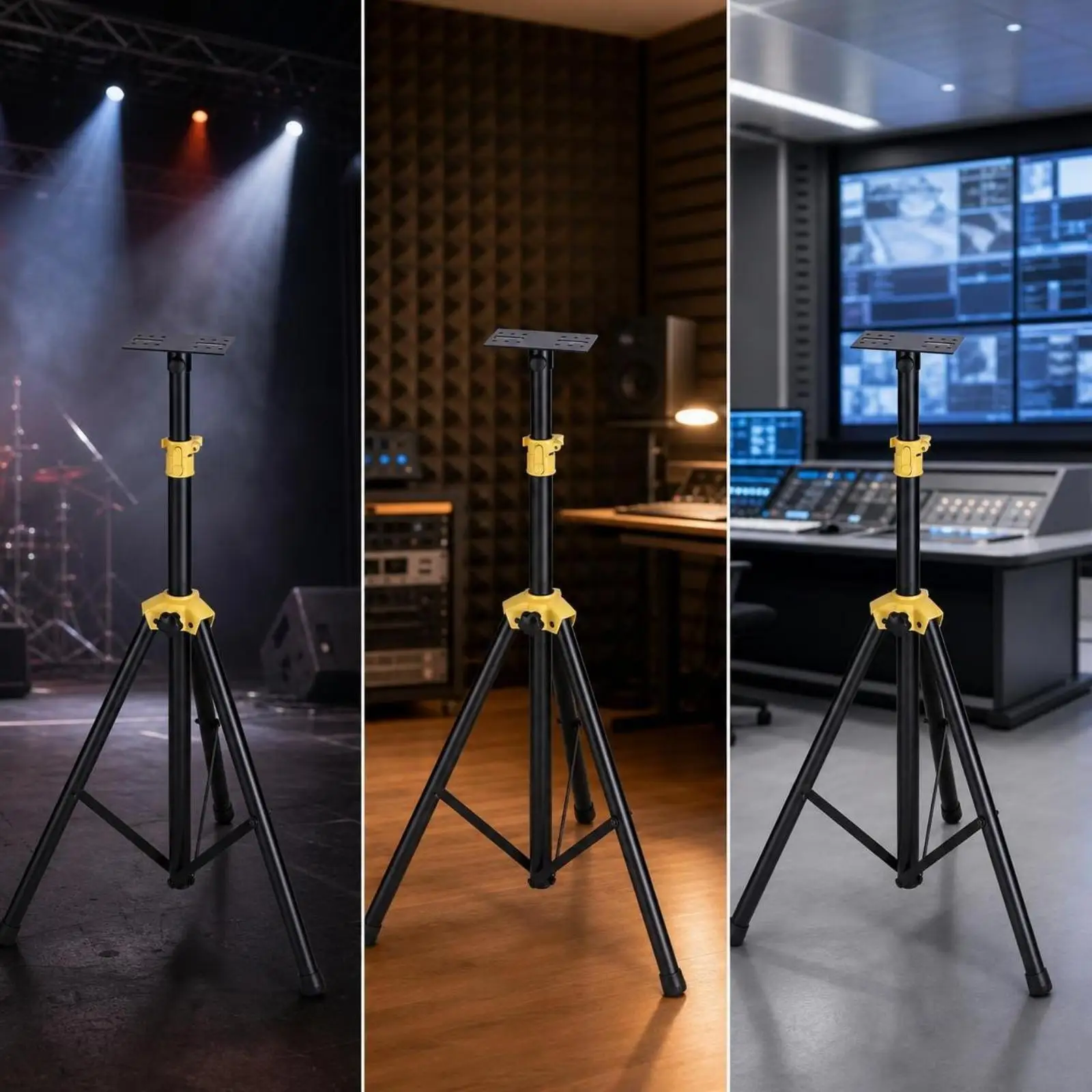 Heavy Duty Tripod Speaker Stand for Audio Equipment with Height Adjustment and Rotating Top Tray Portable Floor Stand for