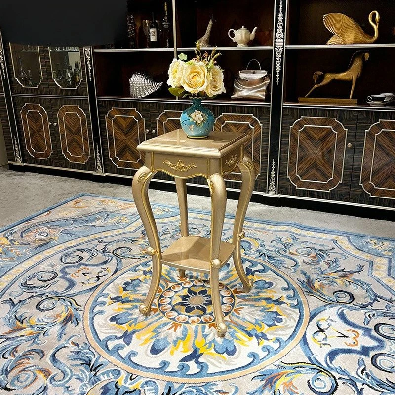 French solid wood flower stand, European court luxury carved rack floor-to-ceiling neoclassical flower pot stand furniture