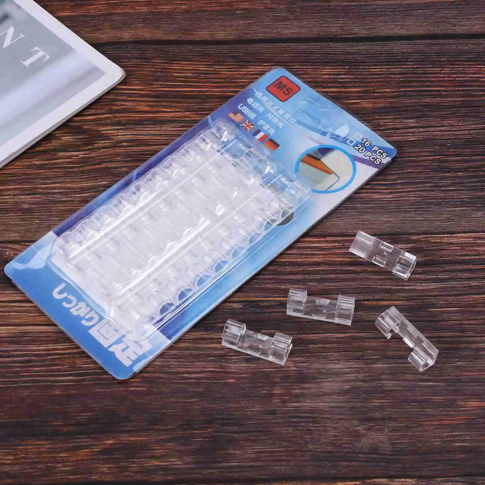 Clips de câble transparents, support de fil bien rangé avec tampons auto-adhésifs de bain, organisateur de gestion de câble en plastique, 100 pièces