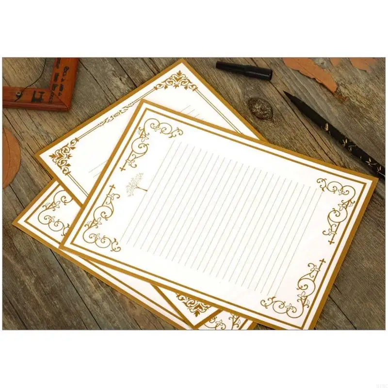 918C 8 Pcs Vintage Letter Writing Papers Antique Lette Paper Stationery Wide Lined for Vintage Invitations Thank You Letter