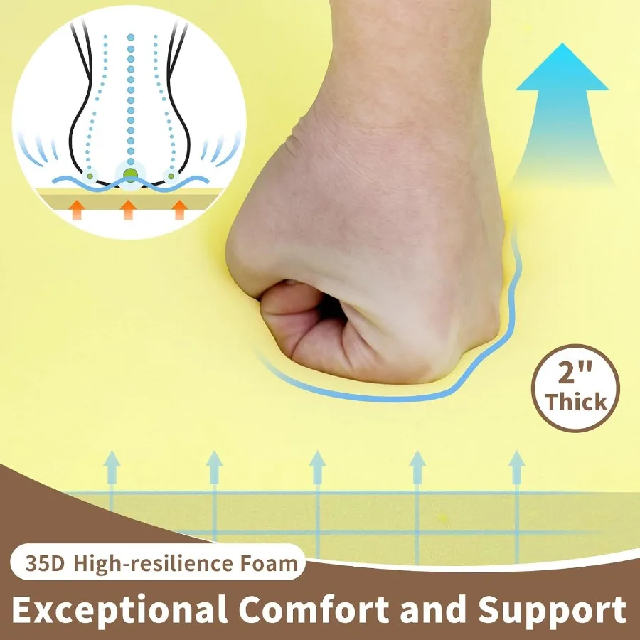 وسائد كرسي لكراسي الطعام، عبوة من 2 وسائد مقعد إسفنجية عالية الكثافة 35D لكراسي المطبخ مع أربطة غير قابلة للانزلاق وقابلة للإزالة #3