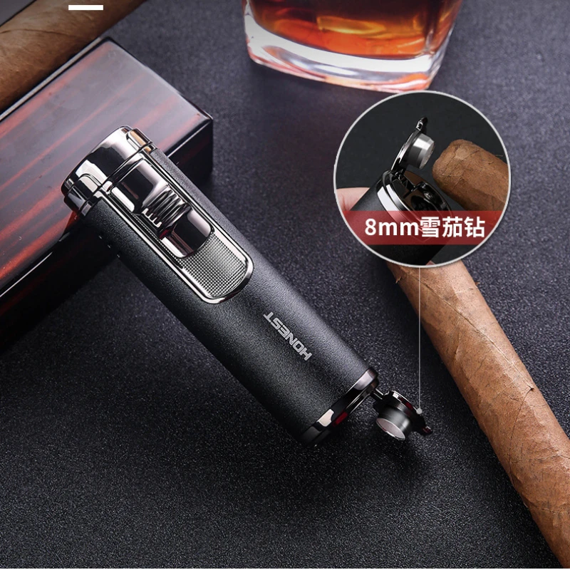 Windproof Fakkel Jet Aansteker Spuitpistool Turbo Gas 1300 C Metaal Vier Nozzles Butaan Sigaar Sigaretten Aanstekers Rookaccessoires