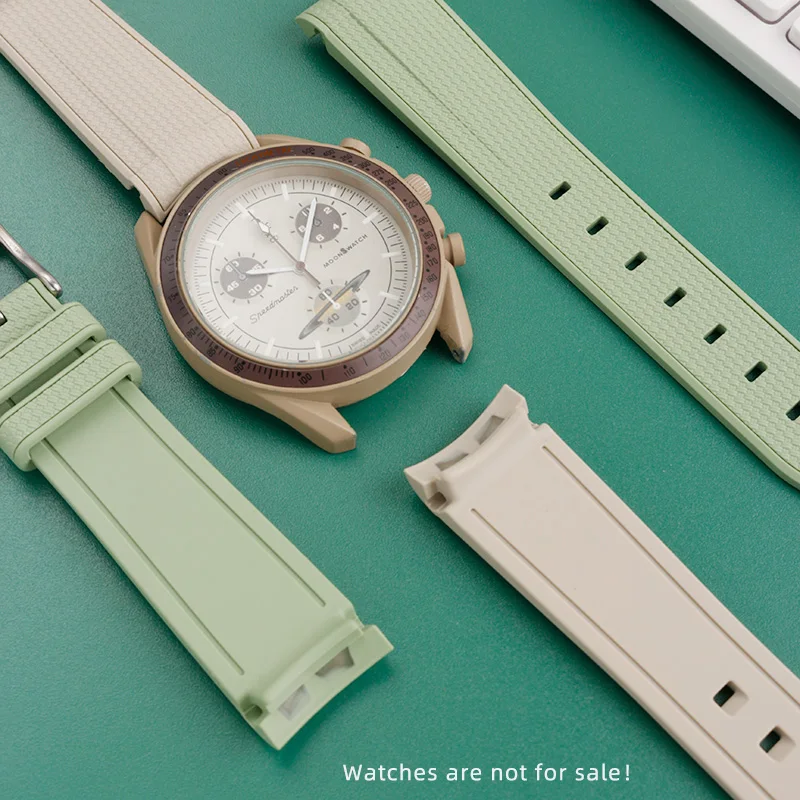 20 ミリメートルゴム時計バンドオメガ X 見本ジョイント MoonSwatch スーパーブルー MOONPHASE 防水スポーツ時計ストラップ湾曲したエンドバンド