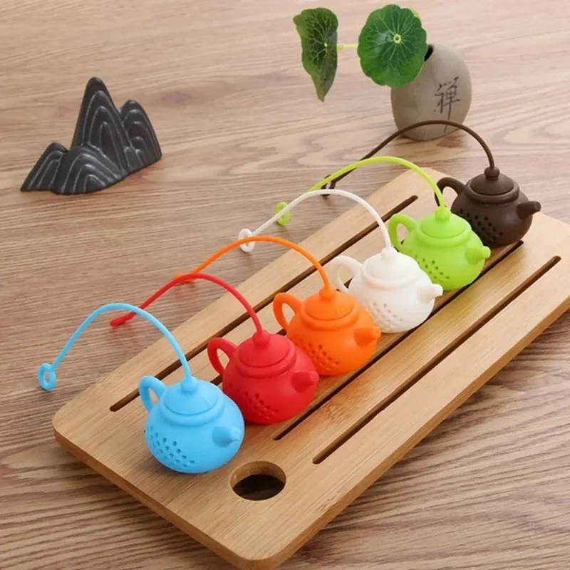 1Pcs Creative Teapot-Shape Tea Infuser Strainer Silicone Tea Bag Leaf Filter Diffuser Teaware Teapot Accessory Kitchen Gadget