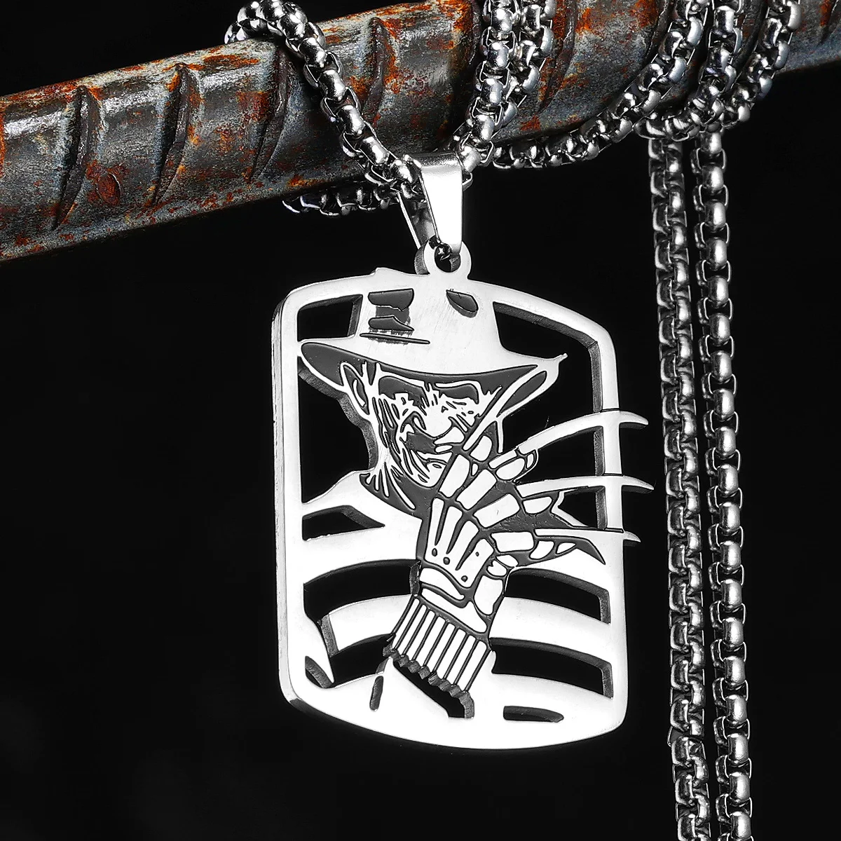 Nightmare Street Freddy Krueger Hollow Men Necklaces Stainless Steel Pendant Chain Women Punk Fashion Jewelry Halloween Gifts