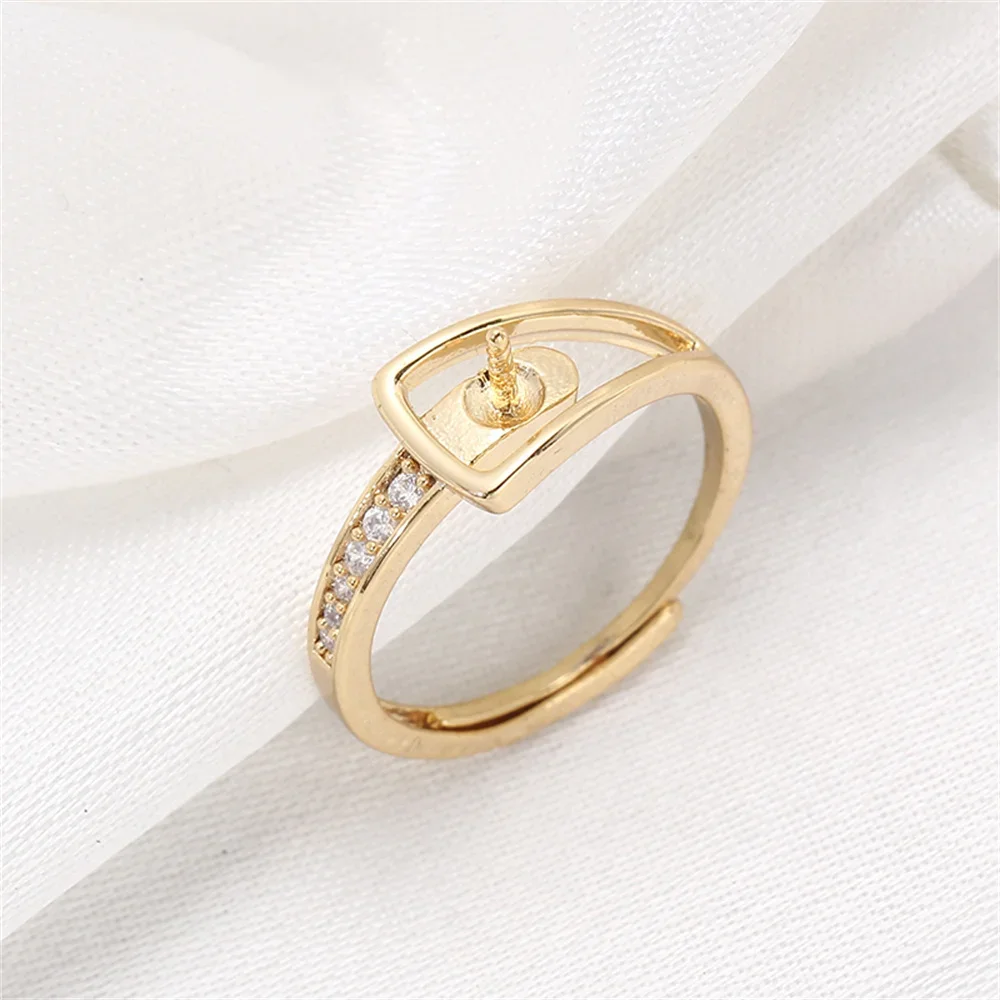 

14k gold plating colorful single pearl ring opening adjustable DIY accessories simple fashion