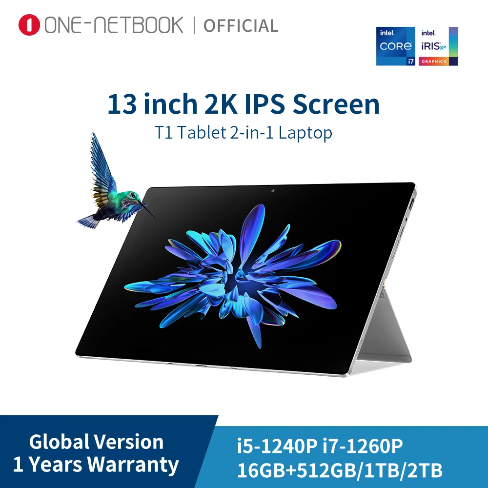 

13 Inch T1 Tablet 2K IPS Intel 12th Gen i7-1260P 16GB RAM 512GB/1TB/2TB SSD Laptops Win11 Computer 12000mAh 65W Charge Notebook