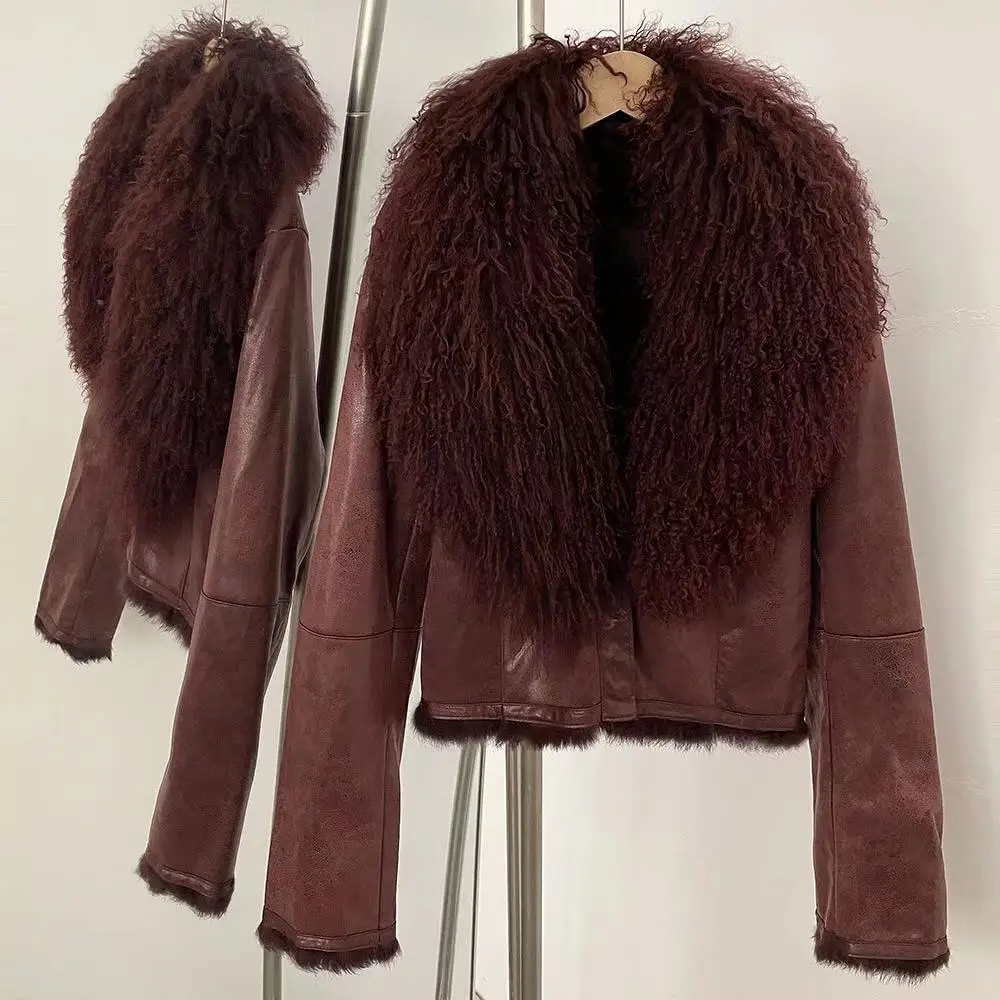 

Jaxmonoy женское зимнее пальто из натурального монгольского овечьего меха с воротником из замши, зимняя теплая куртка с подкладкой из натурального кроличьего меха, Новое поступление 2023 г.