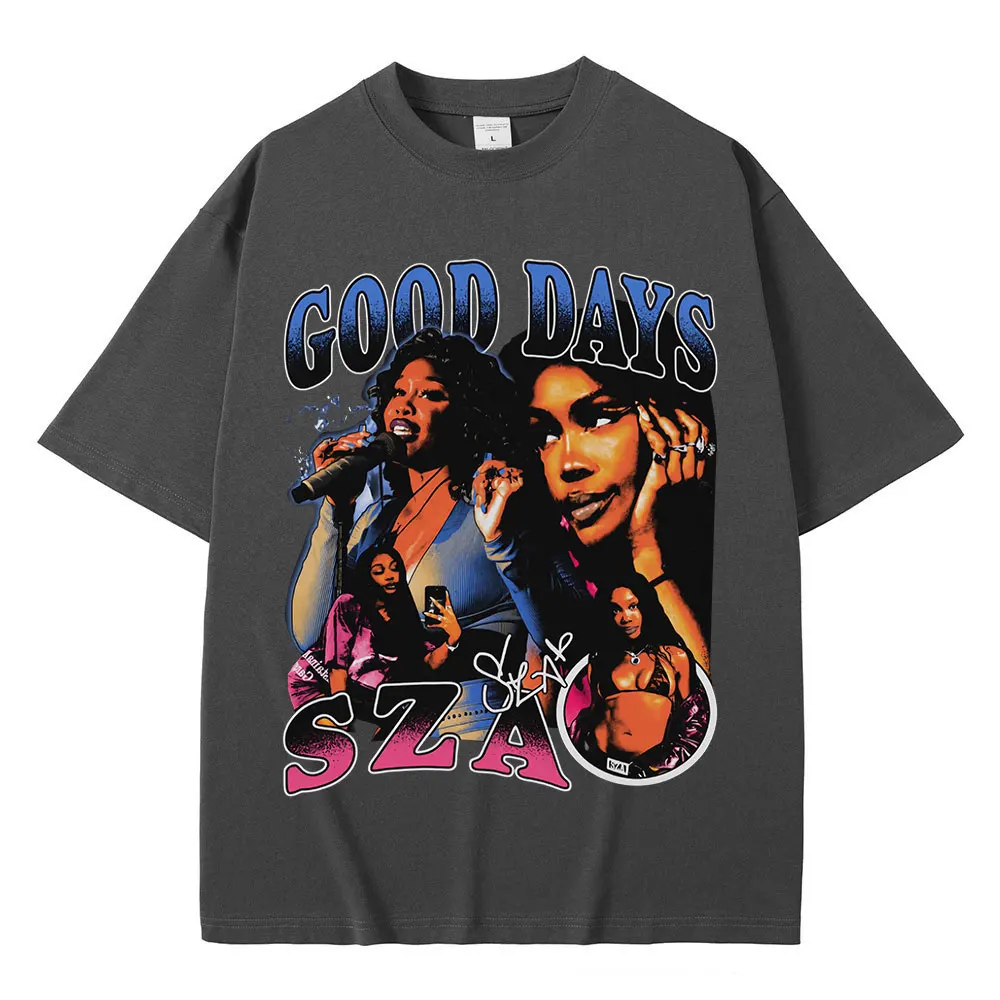 SZA Good Days Graphics T-shirt Hip Hop Vintage High Quality T Shirt Men Women Clothing Cotton Cozy Oversized T-shirts Streetwear