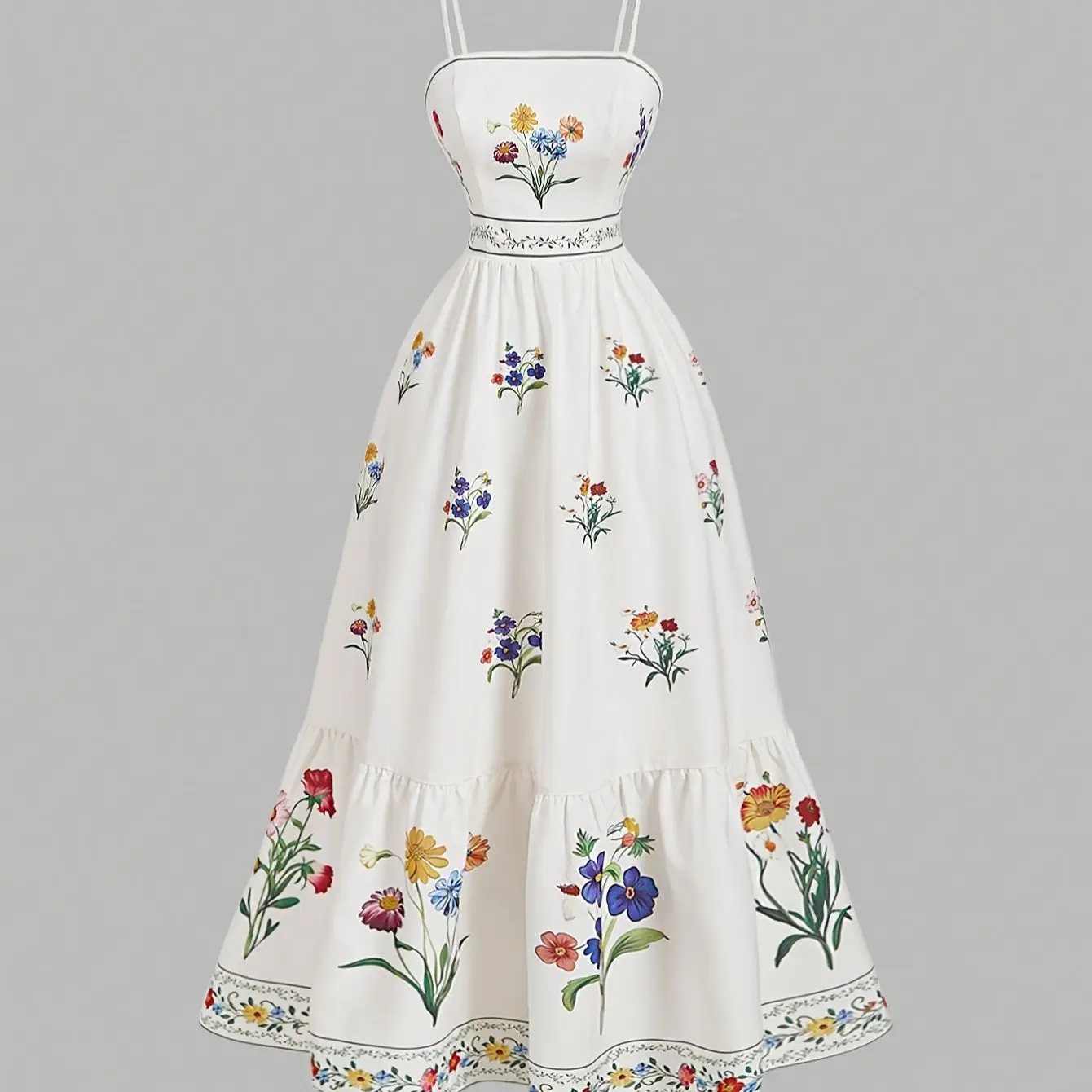 

South France holiday wind floral suspender dress women's 2025 spring atmosphere slim thin skirt