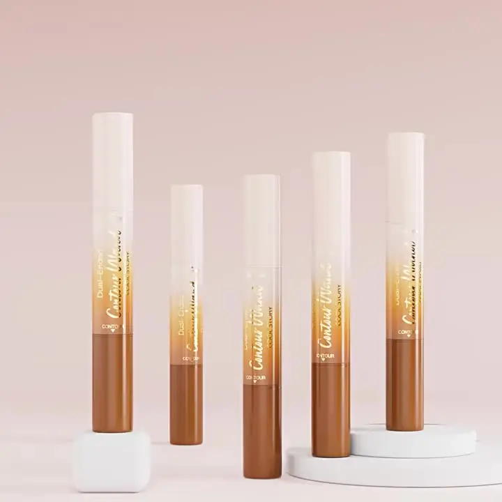Resaltador con purpurina de doble cabeza, barra 2 en 1 para iluminar la cara, varita de sombra tridimensional, lápiz corrector duradero, maquillaje