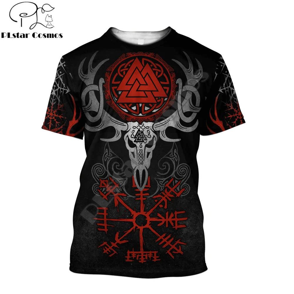 

Футболка мужская с 3D-принтом PLstar Cosmos, Череп, олень, вегвизир, валкау, тату, крутая Летняя Повседневная футболка унисекс с коротким рукавом TX267