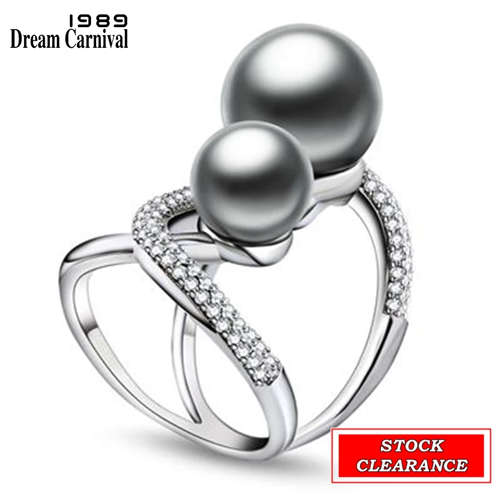 Big Bargain DreamCarnival1989 Women Gothic Pearl Rings Stock Clearance Limited Size Small Quantity Bottom Price Sale Lover Gift