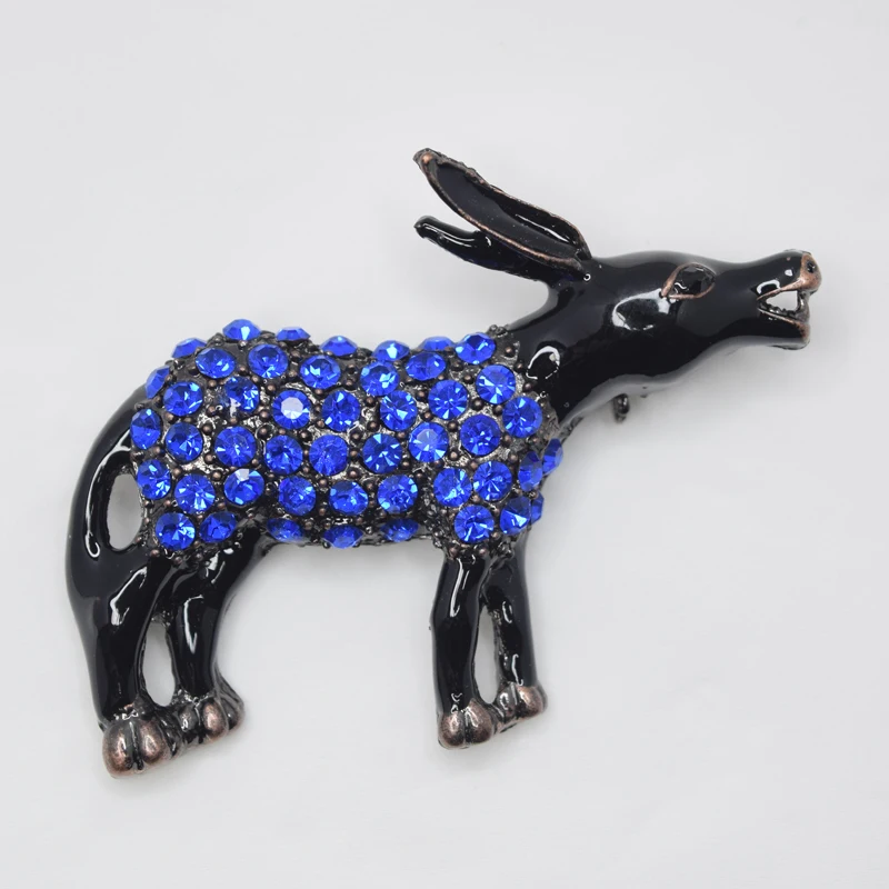 

12pcs/lot Wholesale Fashion Brooch Rhinestone Enamel Donkey Pin brooches Jewelry Gift C101738