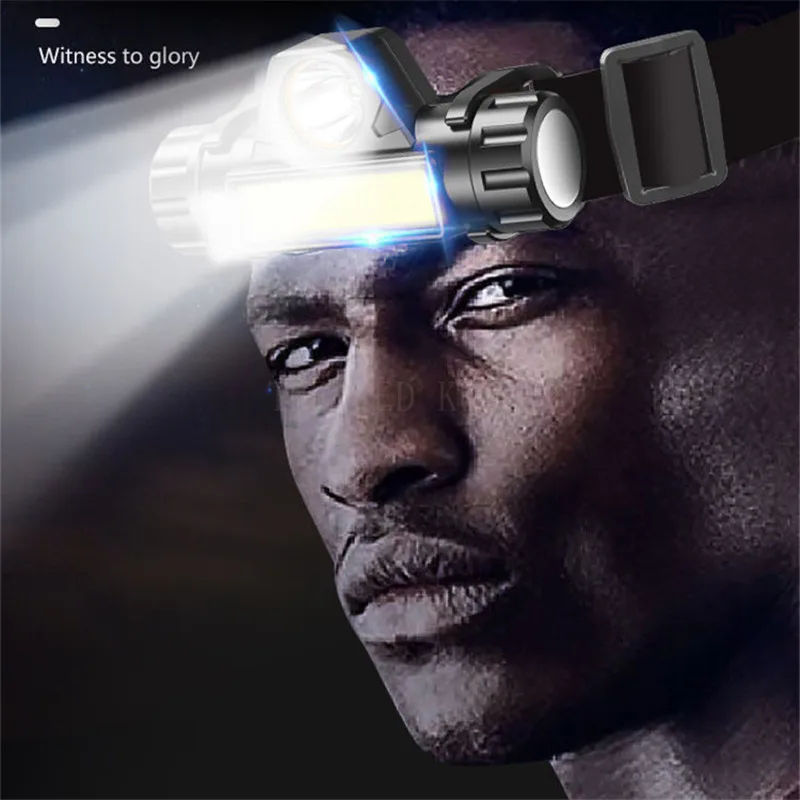 Portable mini Powerful Headlamp USB Rechargeable LED Headlight Body Head Flashlight Built in lithium battery Torch Light Lamp