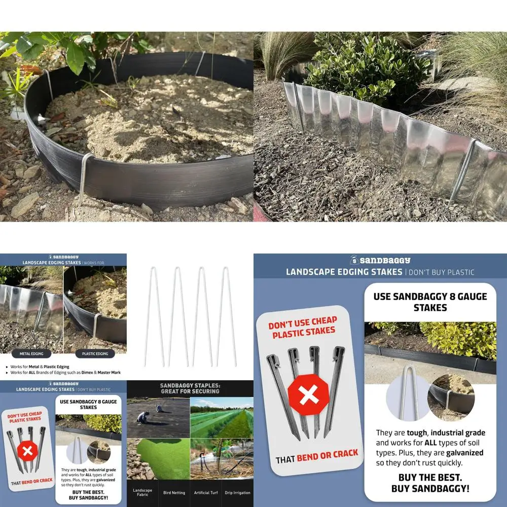 

10-дюймовые стальные колышки для ландшафтного дизайна — прочнее пластиковых, совместимы со всеми брендами (300 шт.)