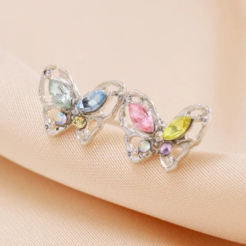 Fashionable and Versatile, Fresh and Elegant Women's Colorful Butterfly Earrings, Light Luxury and High-end Feeling Earrings