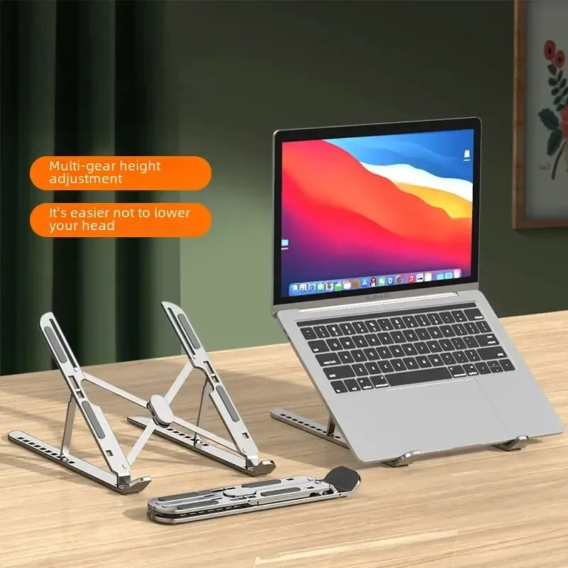 Aluminum Alloy Laptop Cooling Stand Portable Thin Stable Metal Computer Ten Level Adjustable Lifting Folding Base