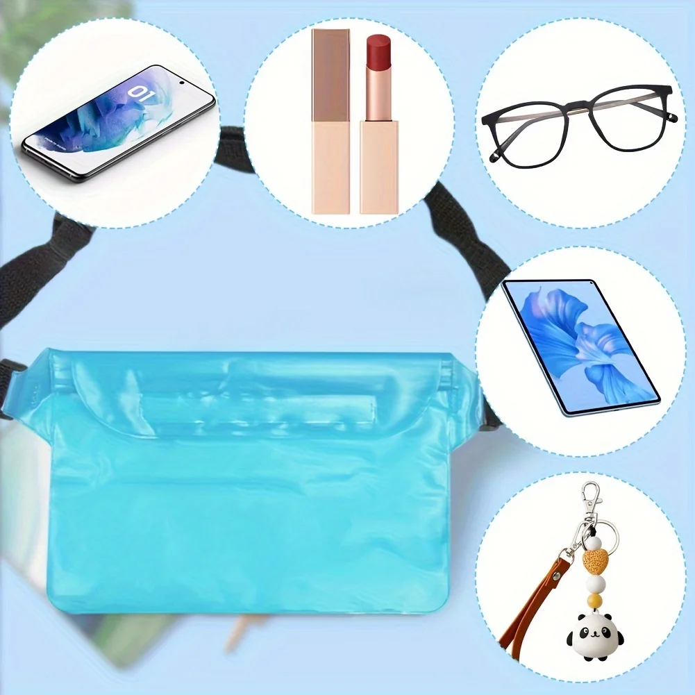 2-Piece Waterproof Phone Pouch With Adjustable Waist Strap - Durable Pvc, Touchscreen Compatible For Swimming & Outdoor Activiti