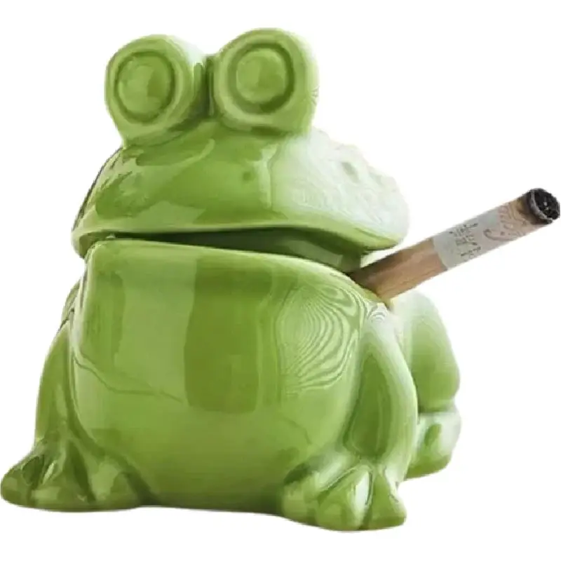 

Dropshipping Ceramic Frog Ashtray Godfather Frog Ornament Home & Office Decor Artistic Tea Pet Storage Accessory Creative gift