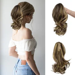 12inch Short Curly Claw Ponytail Extension Clip In on Hairpiece with Jaw/Claw Synthetic Fluffy Pony Tail For Women Girls
