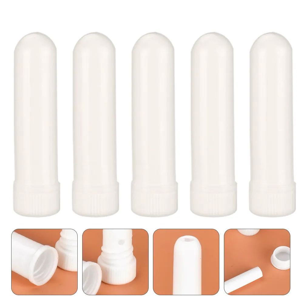 

5Pcs Essential Oil Refillable Nasal Inhalers White Aromatherapy Tubes for Instant Nasal Clearance Fresh Anytime