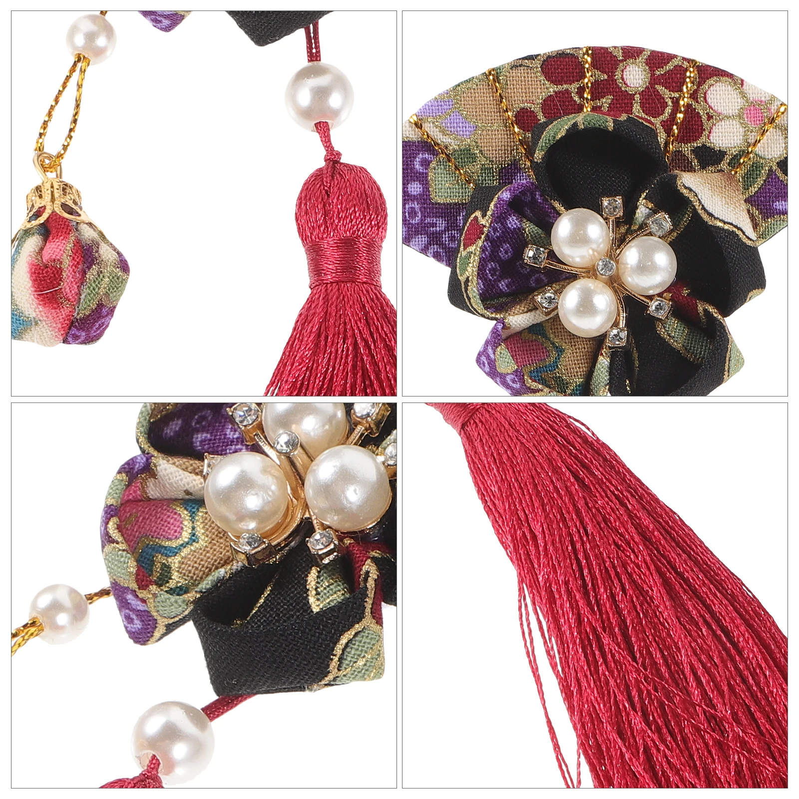 

Japanese Fan Tassel Clip Tassel Barrette For Women Girls Party Wedding Festival Decoration Traditional Ornament Hanfu