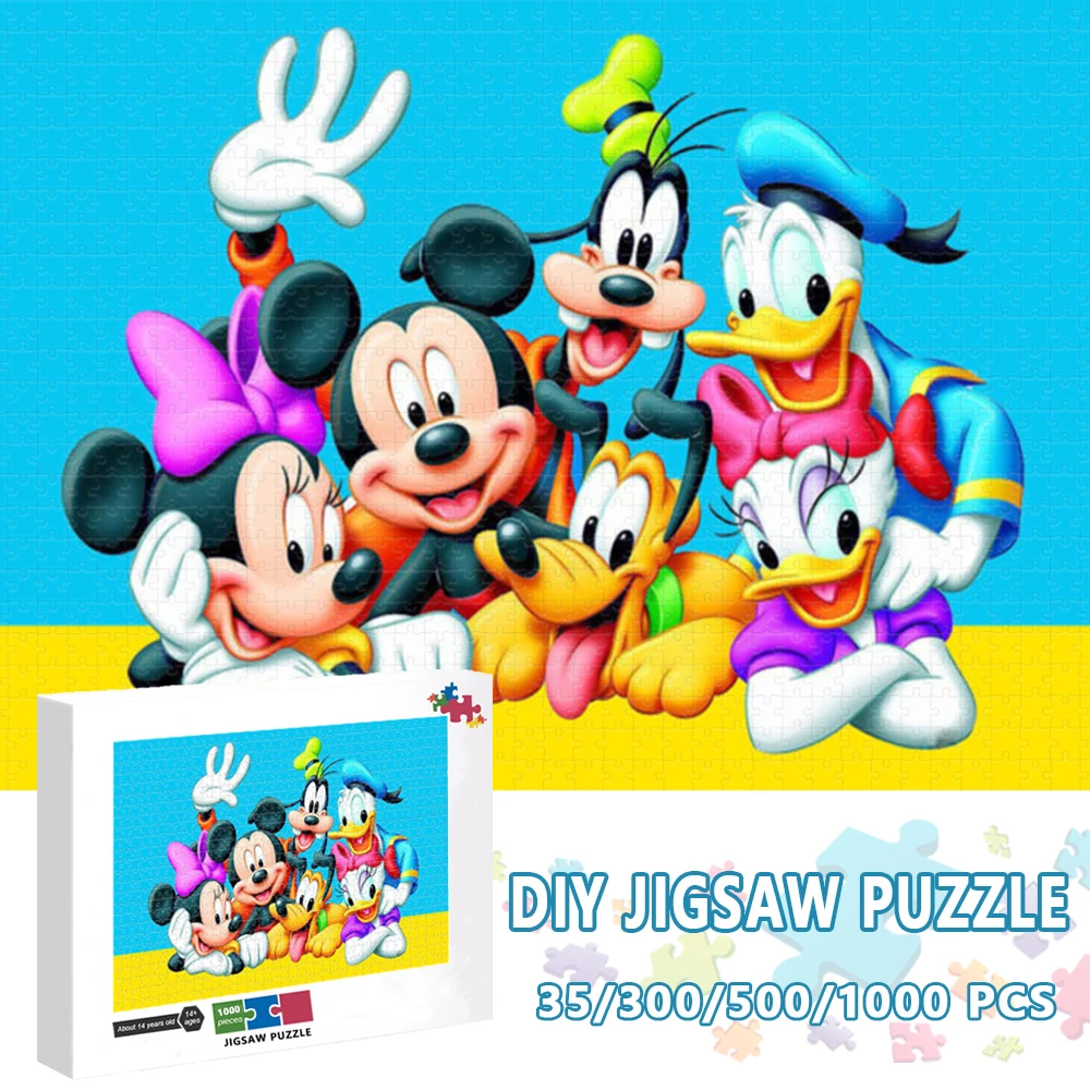 Disney Puzzles 300/500/1000 Pieces Jigsaw Puzzle Mickey Mouse and Donald Duck Creative Kids Educational Toys Fun Family Game