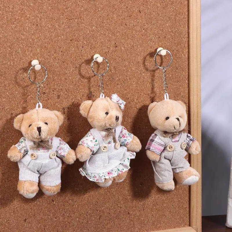 Porte-clés en peluche petit ours de dessin animé, lapin en peluche mignon, pendentif de sac de Couple, sac à dos, décoration suspendue, cadeaux