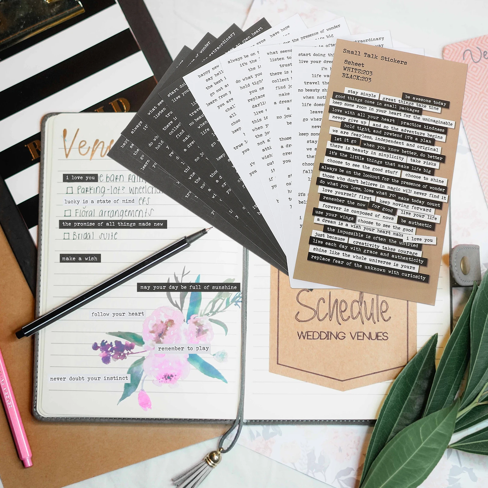 

24 Sheets Scrapbooking DIY Inspirational Words Stickers Paper Decals Positive Sayings for Notebook Diary Student Usage