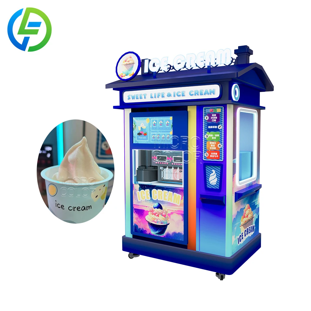 Customized Ice Cream Robot Machine Fully Automatic Hot Selling Popular Vending Coins Operated Robotic Arm Commercial Grade