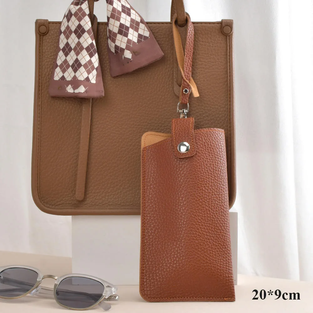 Weiche Lychee Muster PU Leder Gläser Tasche Retro Sonnenbrille Fall Tragbare Myopie Rahmen Fall Einfache Brillen Brillen Lagerung