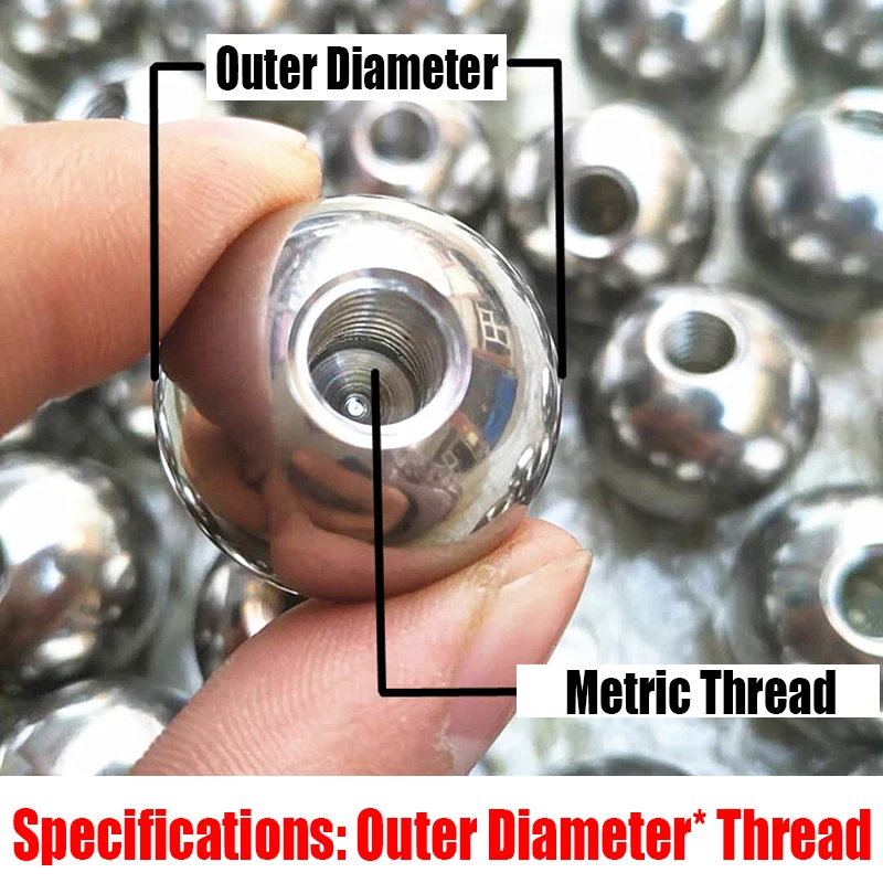 1PCS M4 M5 Thread Half Hole Metric Thread Stainless Steel Drilling Balls Female Thread Blind Hole Steel Ball Bead OD 6mm-60mm