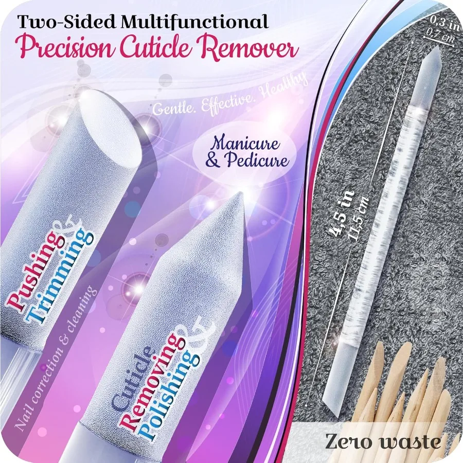 GLADZY Nagelfeilen-Set aus tschechischem Glas, multifunktionaler Nagelspüler, Puffer, Hornhautentferner, Fußraspel mit geätter Oberfläche, Glas-Nagelhaut