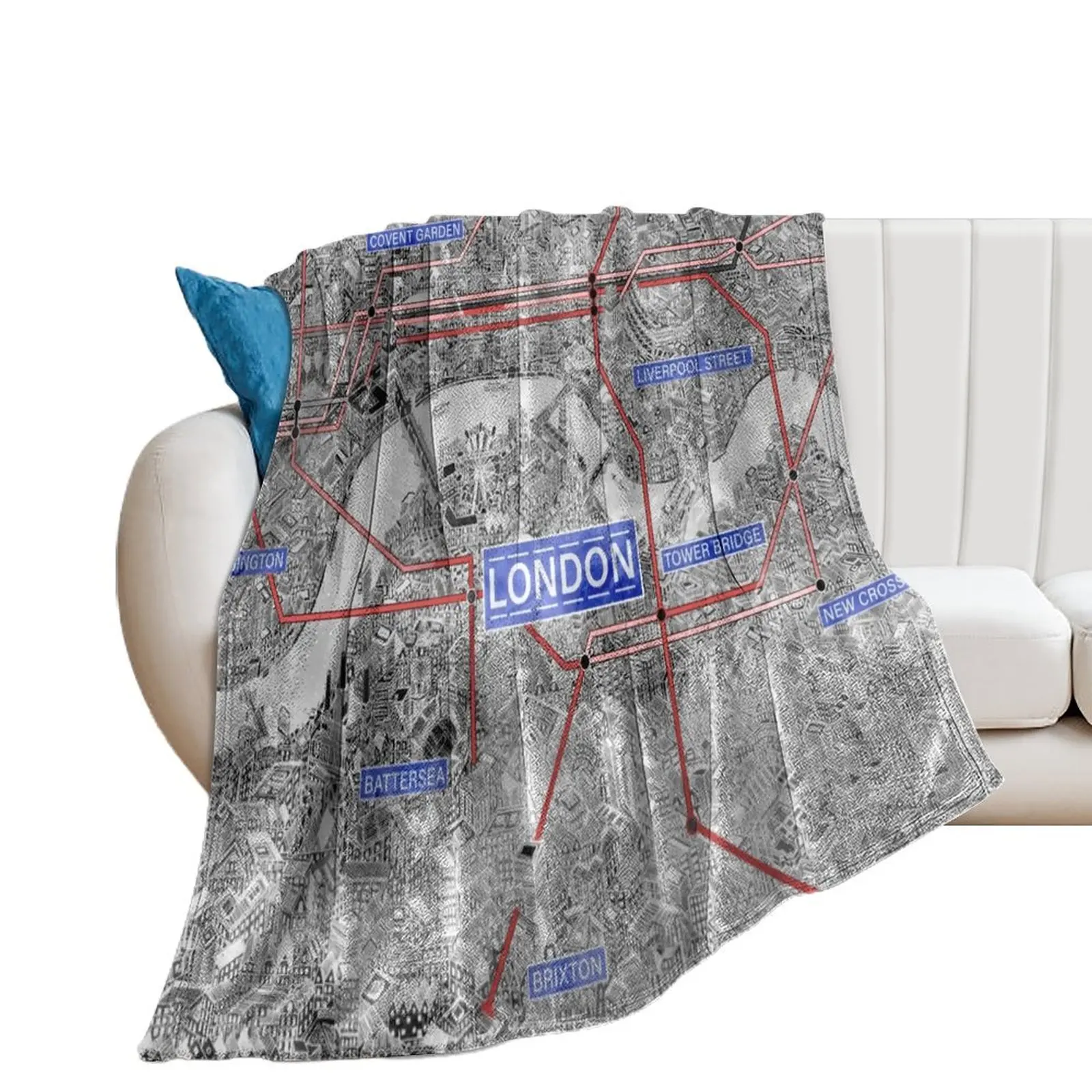 

London underground vintage station map Throw Blanket Shaggy bed plaid Blankets